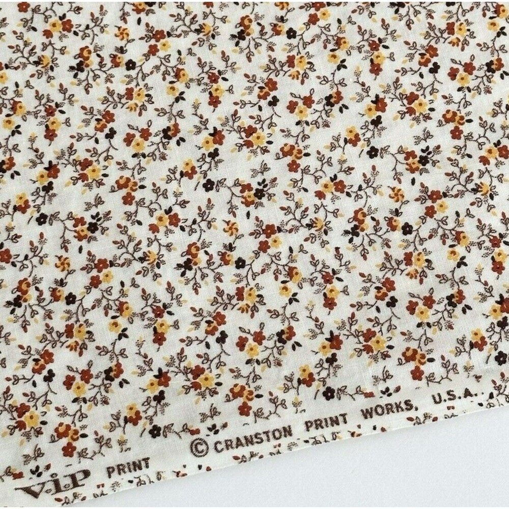 Fall Cranston Calico Quilt Fabric Rust Earth Tones Cotton Sewing 48" x 43" Vtg